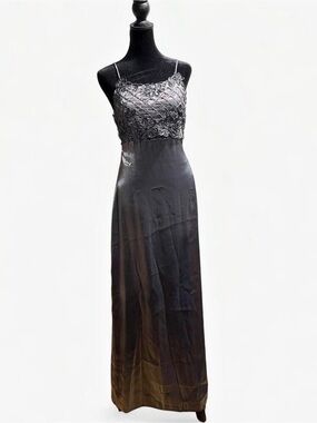 (825-1) Night Way Collections Metallic Sparkle Shimmer Bodice Maxi Dress